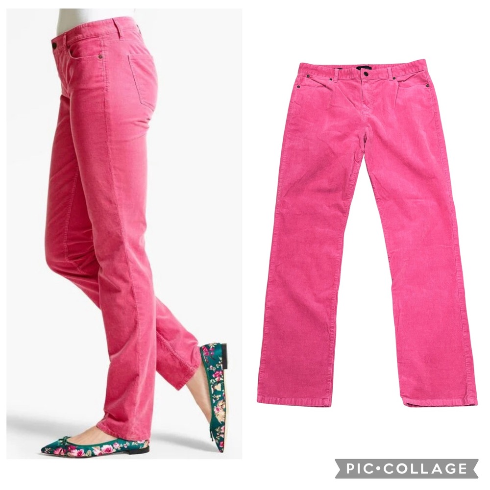 Talbots Heritage Corduroy Pants 14 Pink Straight Leg Cotton Stretch Fall